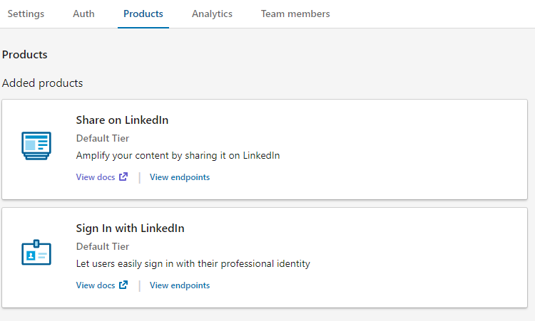 Linkedin API products